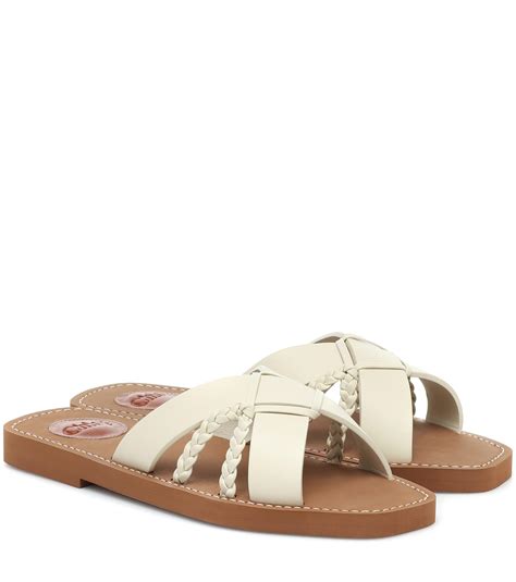 chloe woody sandalen weiss|chloe leather sandals.